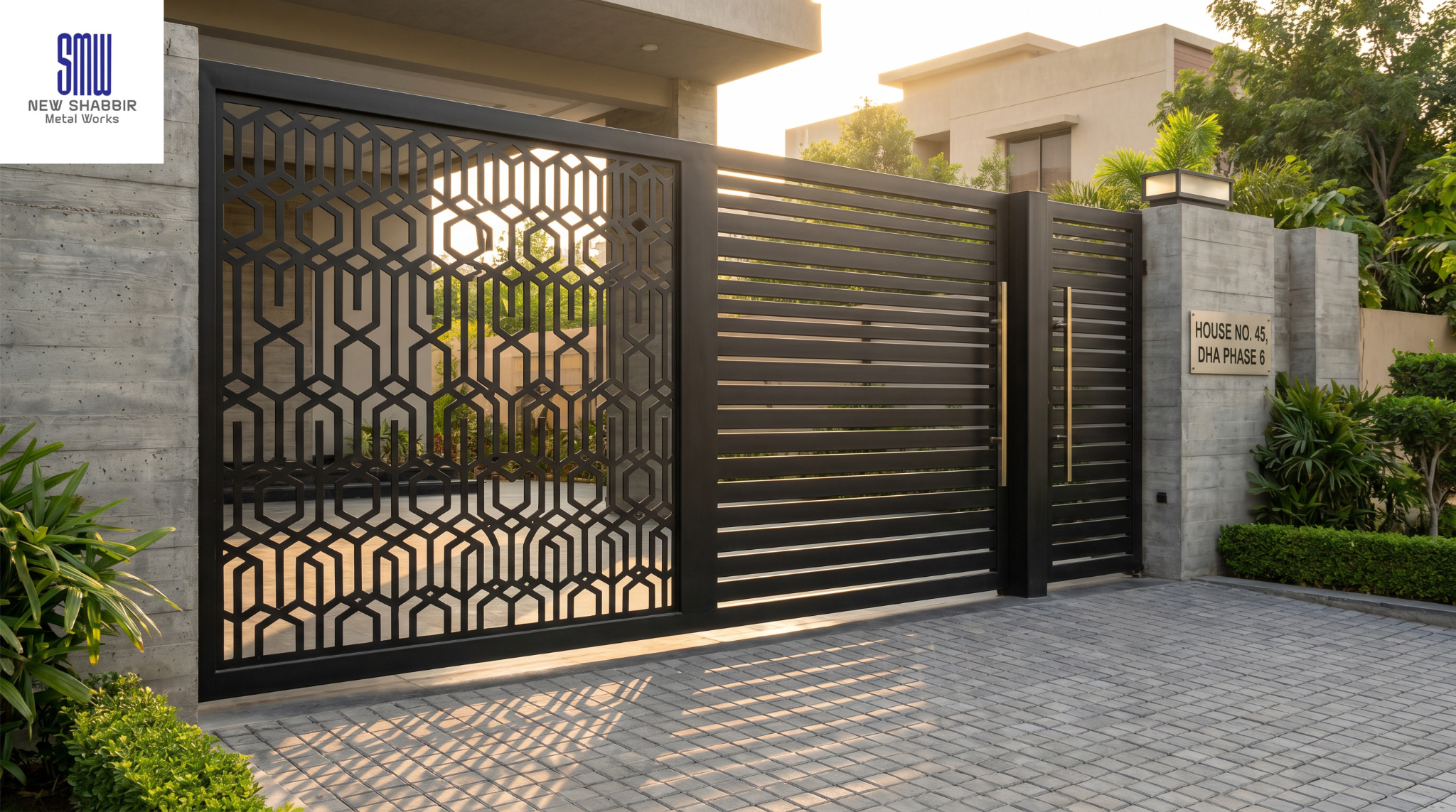 Decorative laser cut screen divider design - custom metal work Karachi